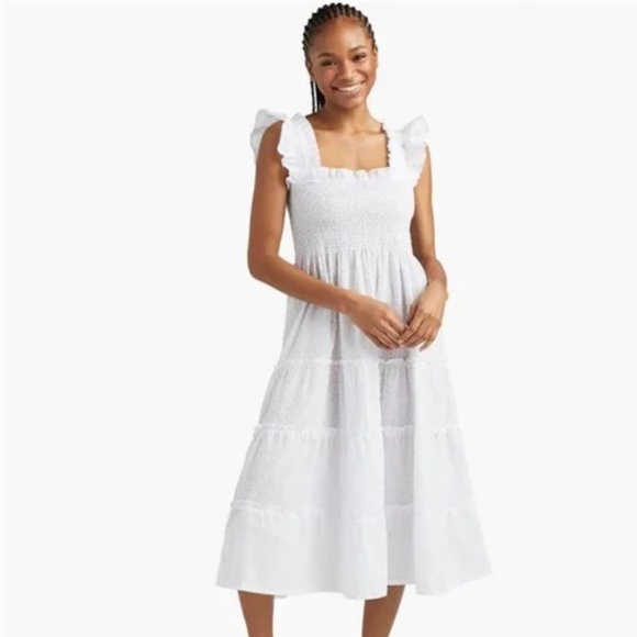 Hill House The Ellie Nap Dress in White Swiss Dot Size SMALL - Picture 1 of 5